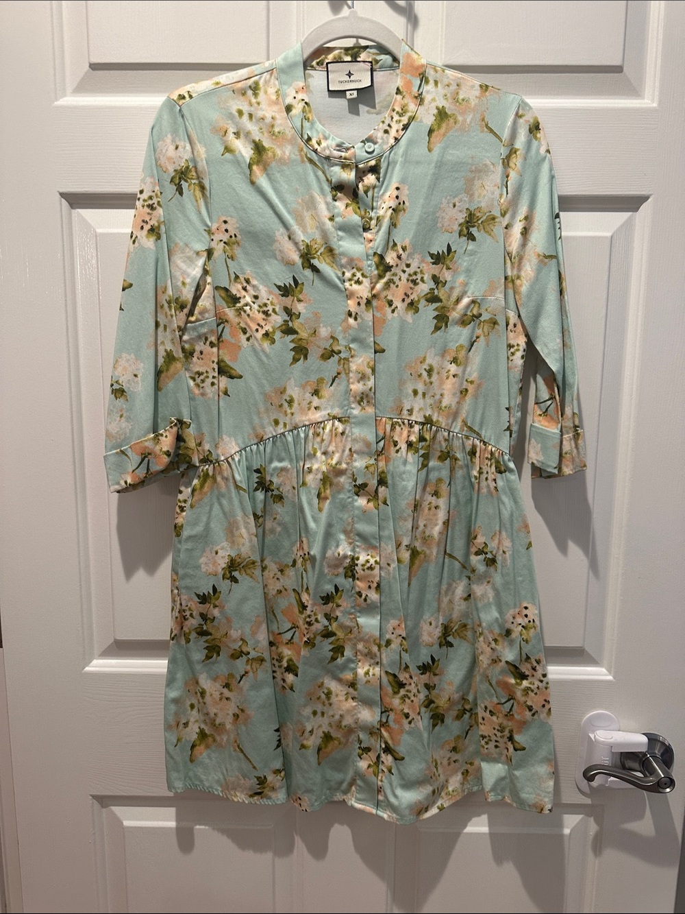 Tuckernuck Mint Floral Button-Front Dress